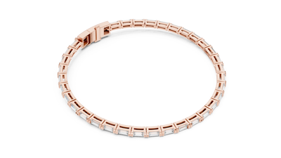 Baguette Cut Diamond Tennis Bracelet in Rose Gold