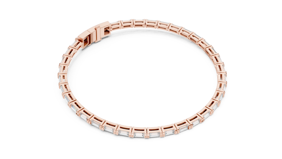 Baguette Cut Diamond Tennis Bracelet in Rose Gold