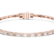 Rose gold bracelet with clear stones on a white background
