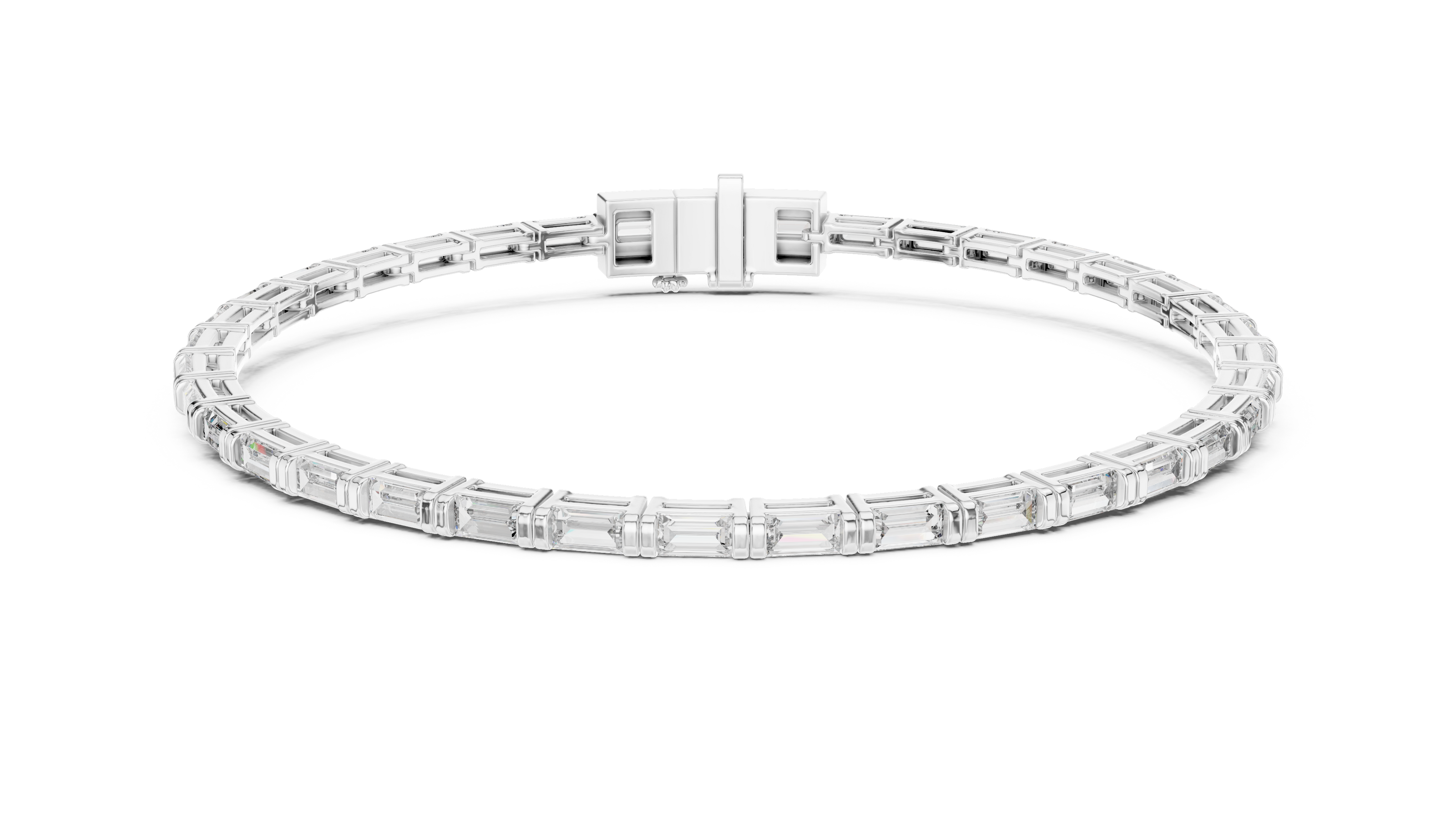Silver bracelet with a clasp on a white background