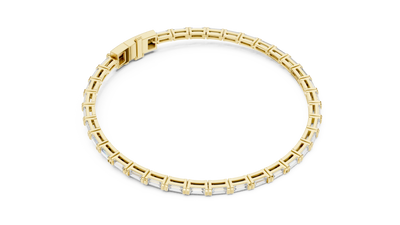 Baguette Cut Diamond Tennis Bracelet in Yellow Gold