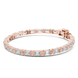 Rose gold bracelet with diamond accents on a white background