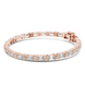 Emerald cut lab grown diamond tennis bracelet in yellow gold white gold and rose gold with sleek modern diamond layout