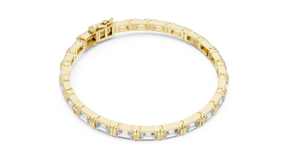 Emerald Cut Diamond Tennis Bracelet in Yellow Gold