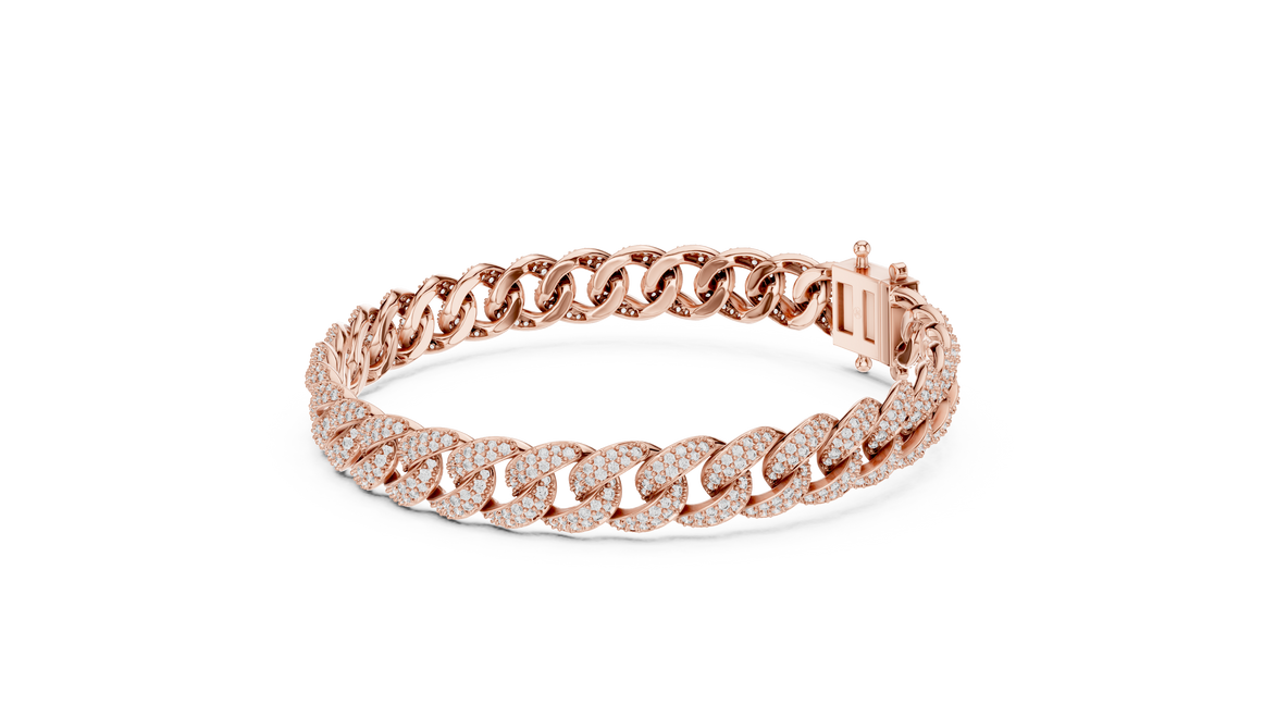 Rose gold bracelet on a white background