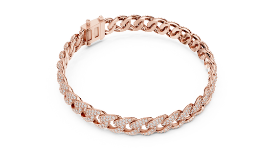 Diamond Cuban Link Bracelet in Rose Gold