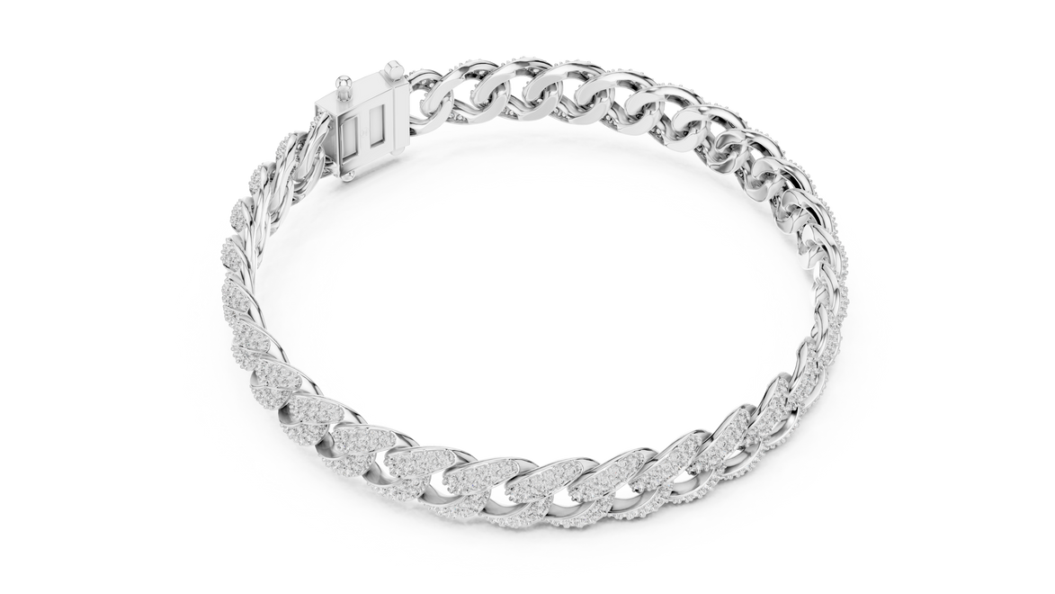 Silver chain bracelet on a white background