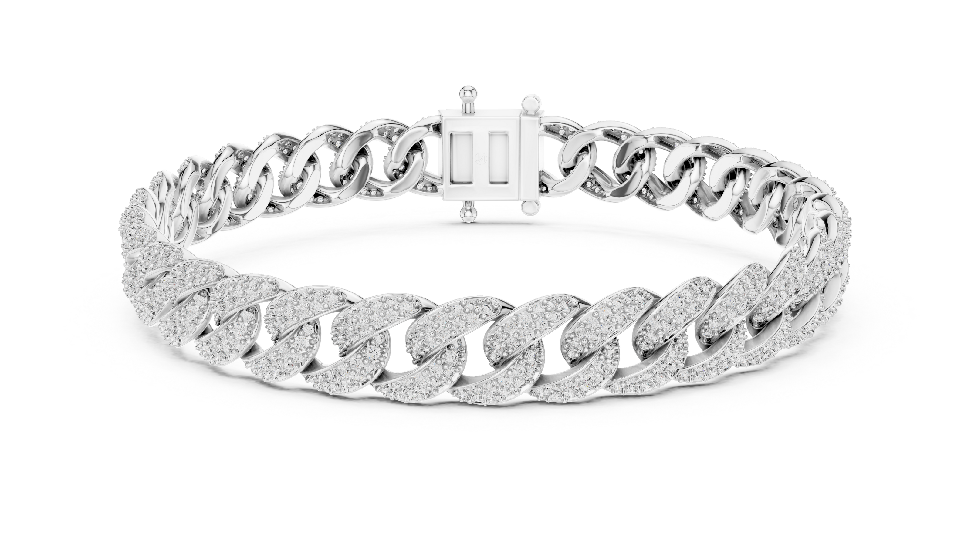 Silver chain bracelet on a white background