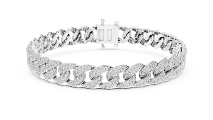 Silver chain bracelet on a white background