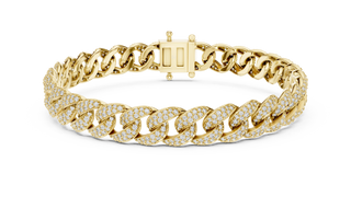 Diamond Cuban Link Bracelet in Yellow Gold
