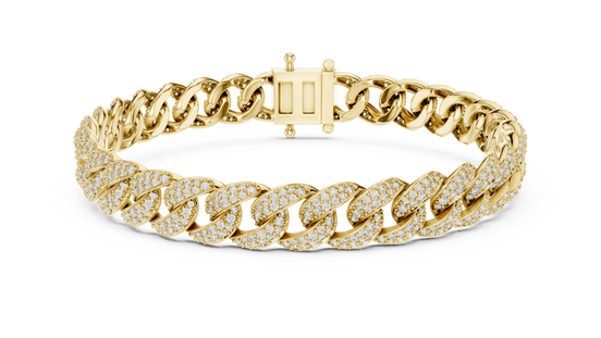 Diamond Cuban Link Bracelet in Yellow Gold