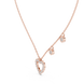Rose gold necklace with heart-shaped pendant on a white background
