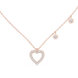 Gold necklace with a heart-shaped pendant on a white background