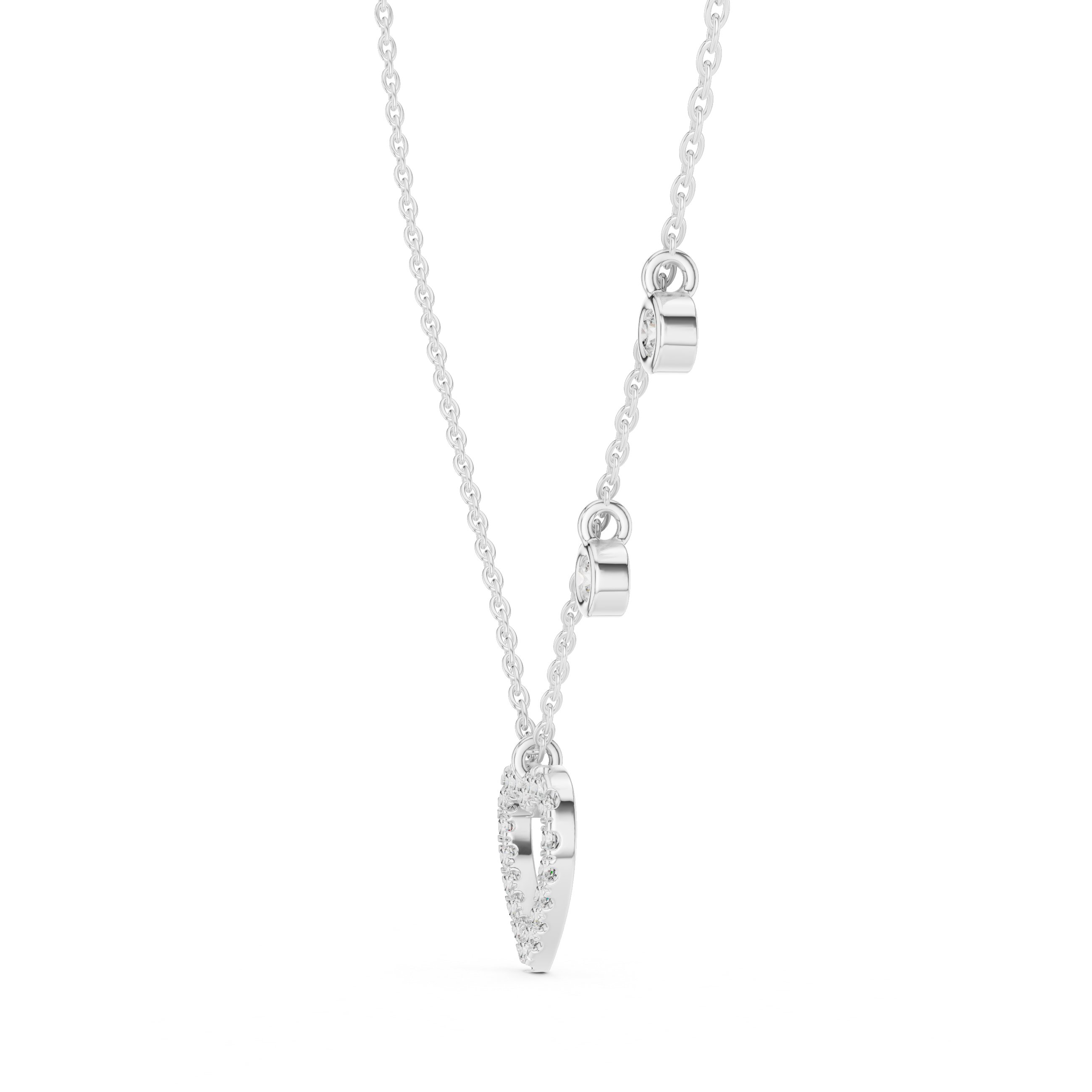 Silver necklace with a pendant on a white background