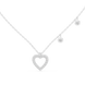 Gold necklace with a heart-shaped pendant on a white background