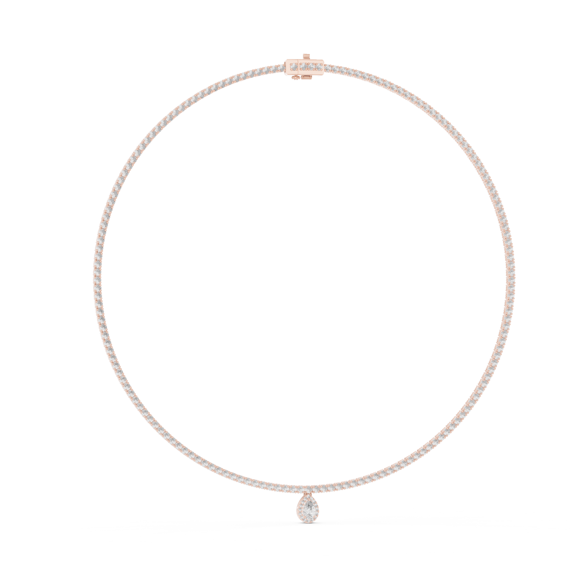 Pearl necklace with a small pendant on a white background