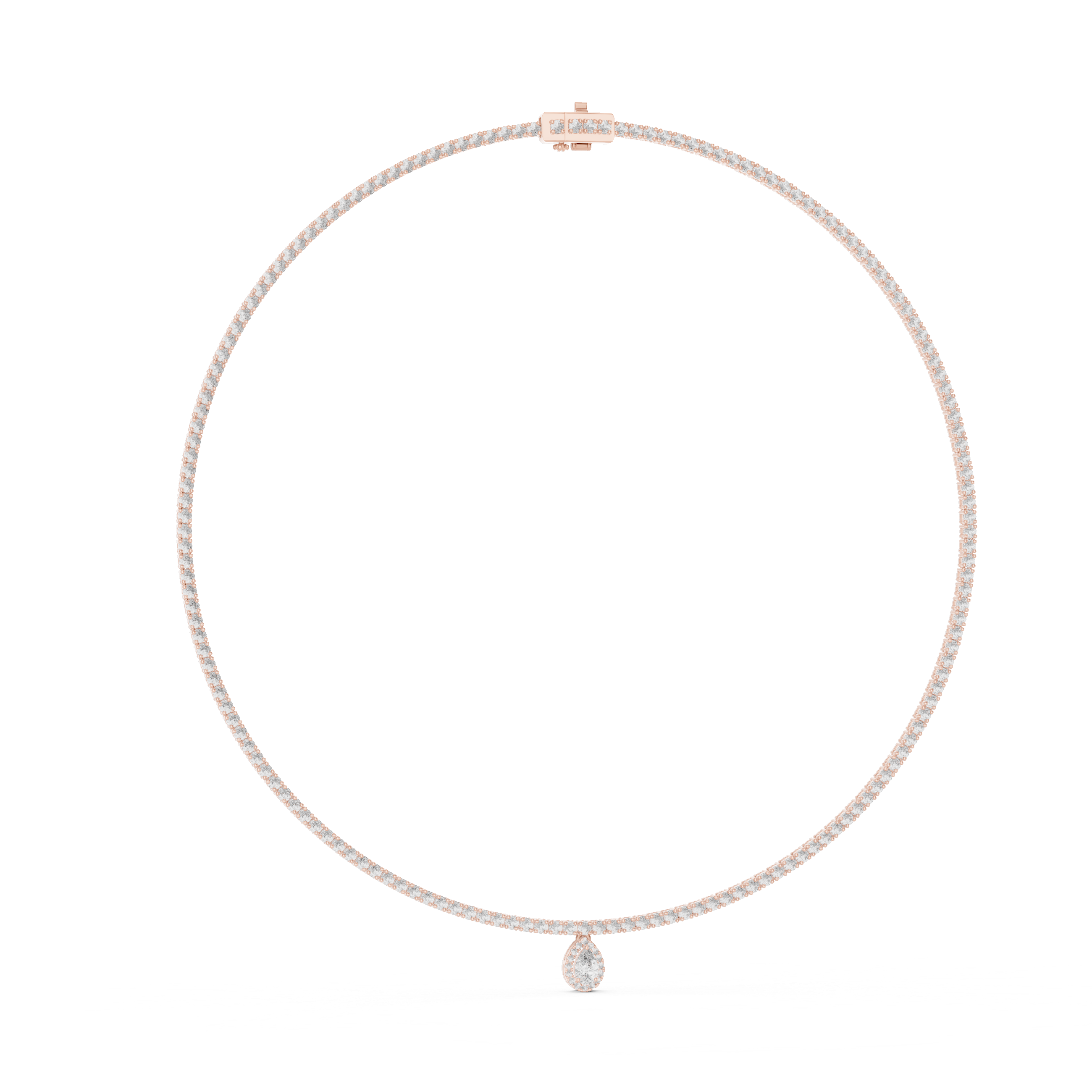 Pearl necklace with a small pendant on a white background