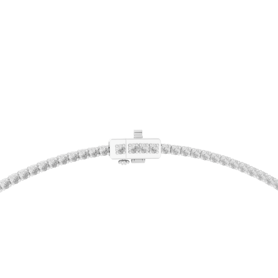 Silver bracelet with clear stones on a white background