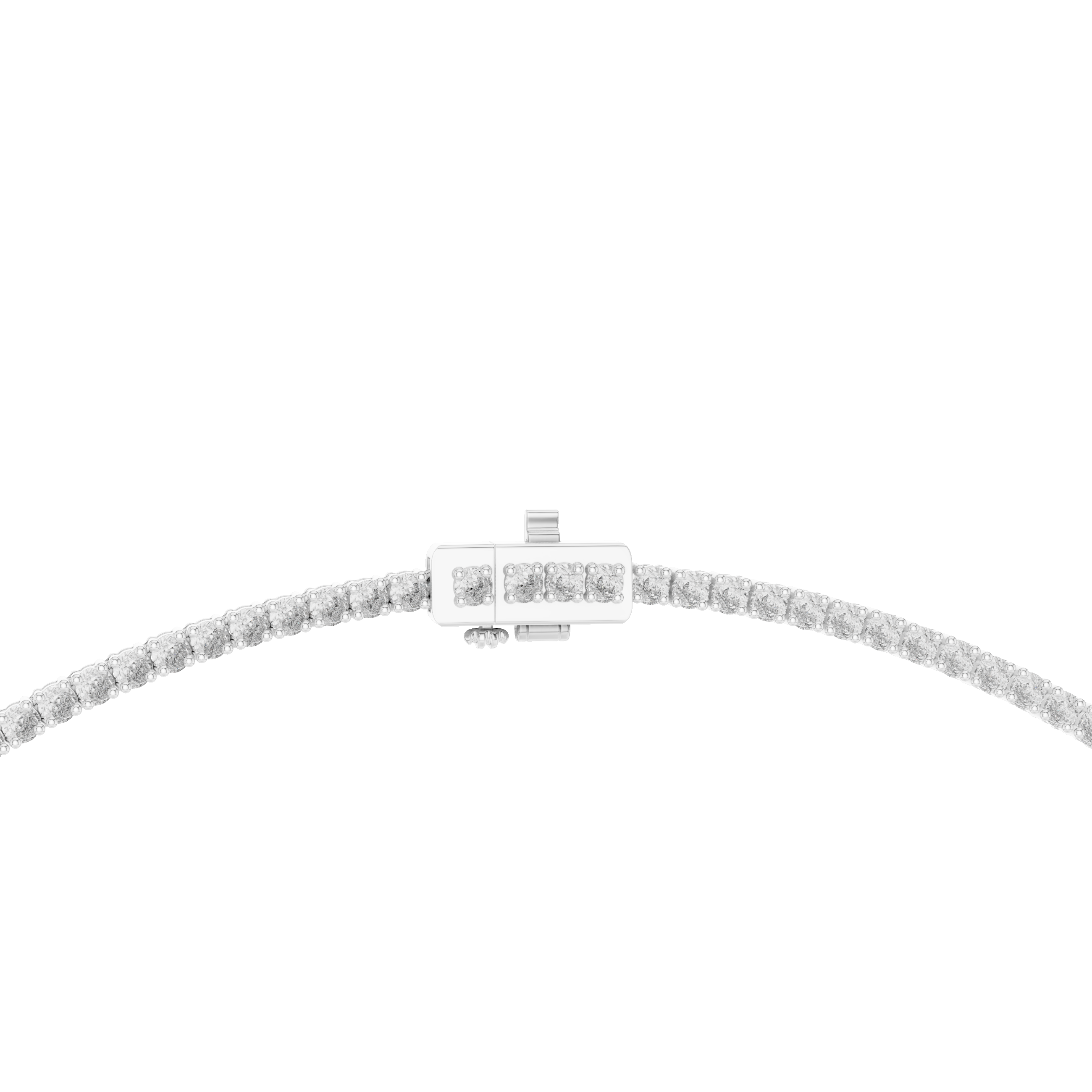 Silver bracelet with clear stones on a white background