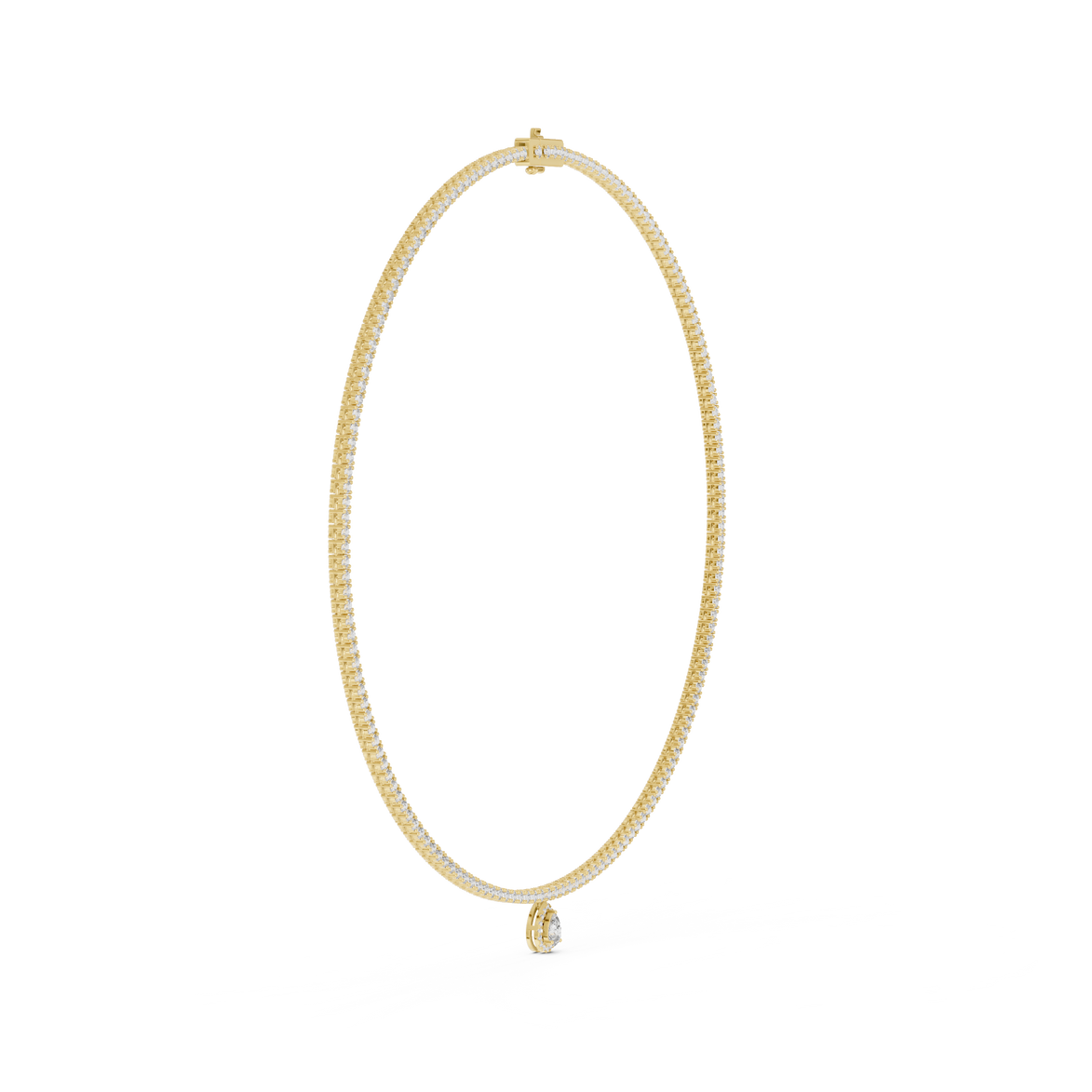 Rose gold necklace on a white background