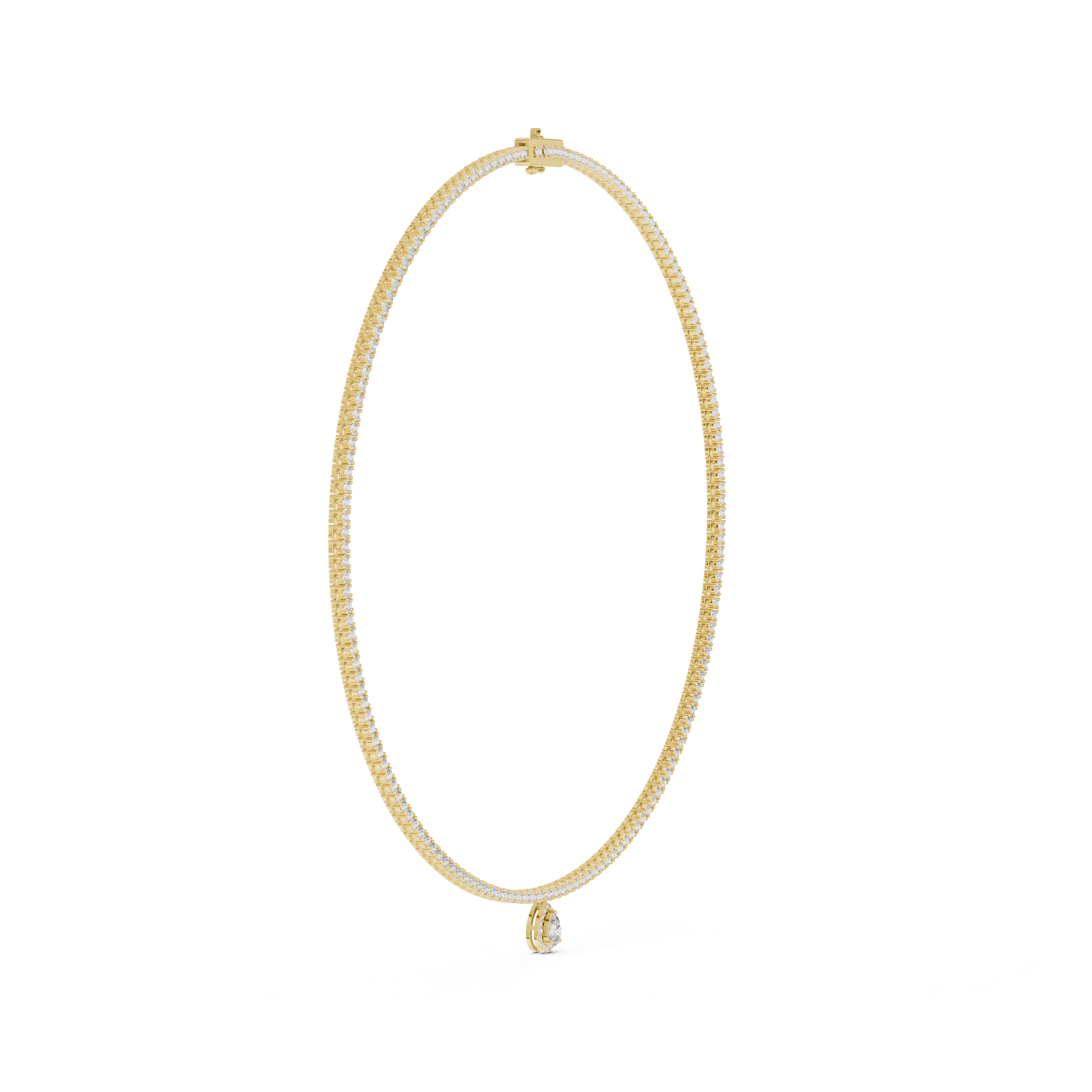 Rose gold necklace on a white background