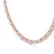 Rose gold necklace with diamonds on a white background