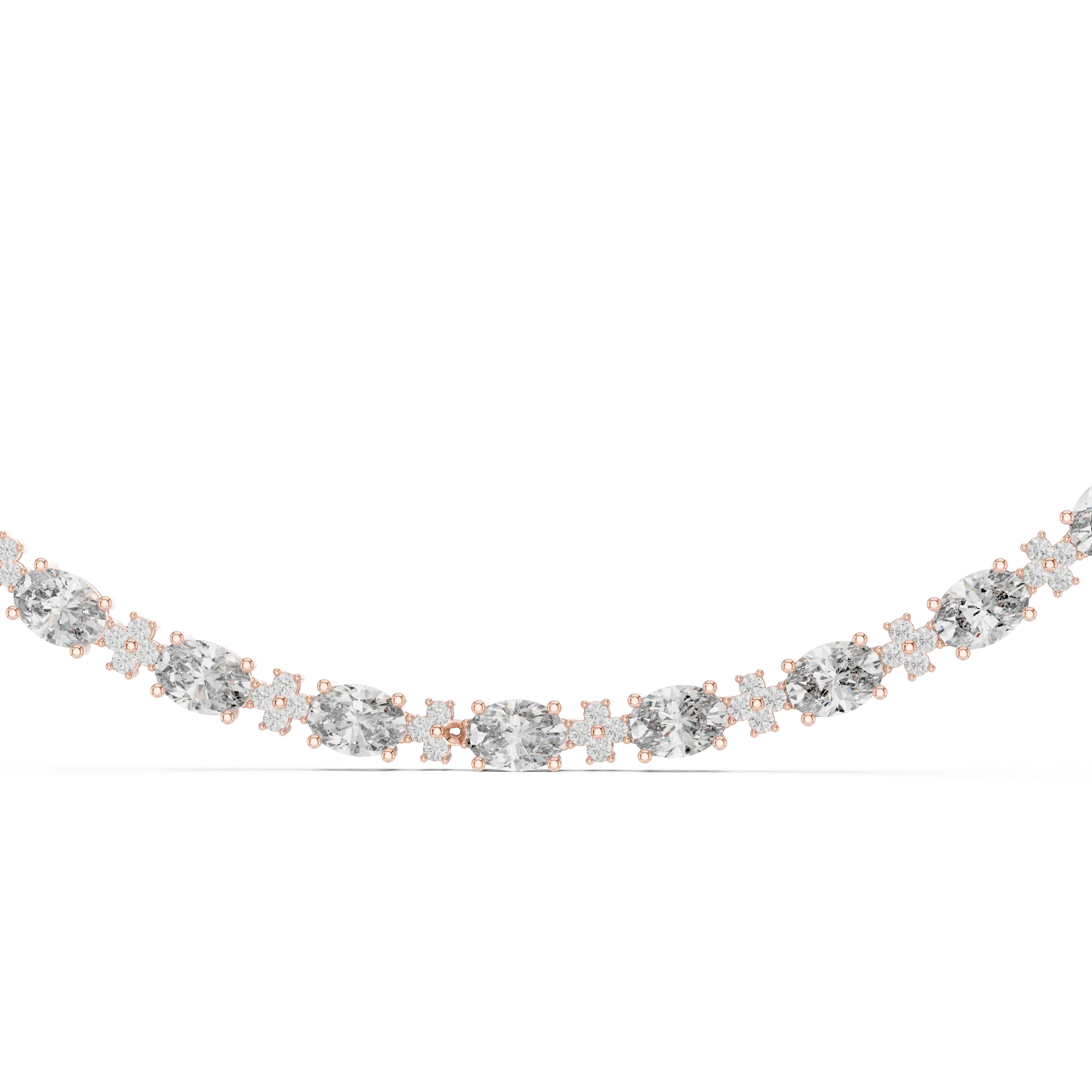Diamond necklace on a white background