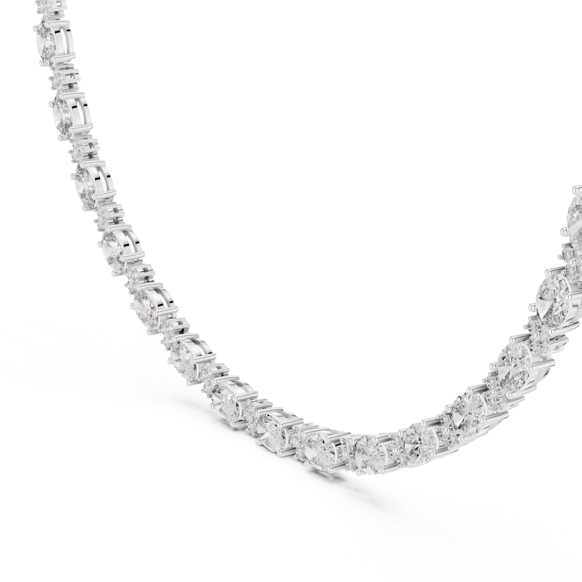 Diamond necklace on a white background