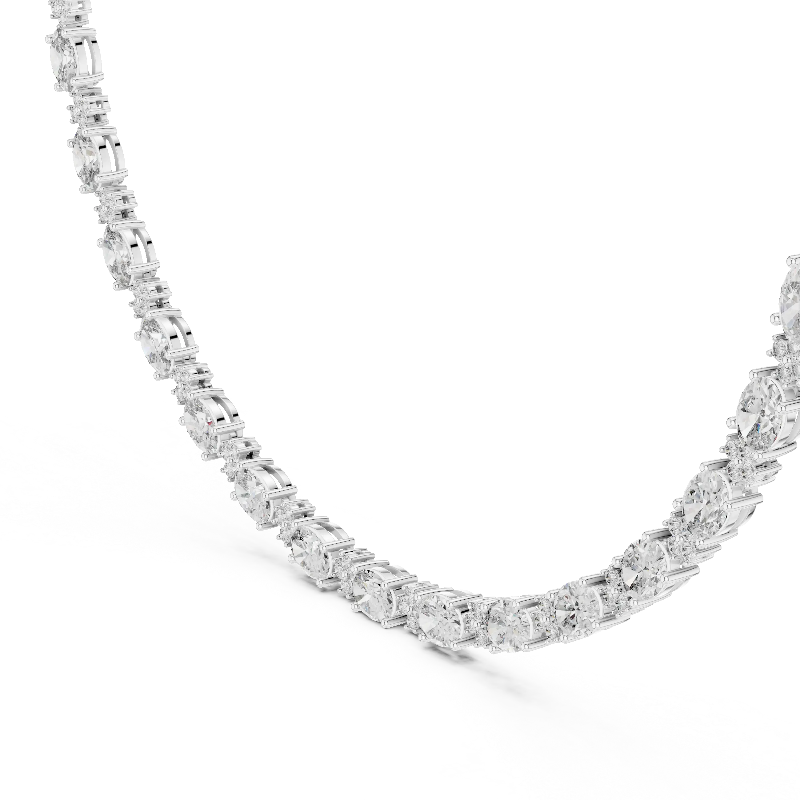 Diamond necklace on a white background