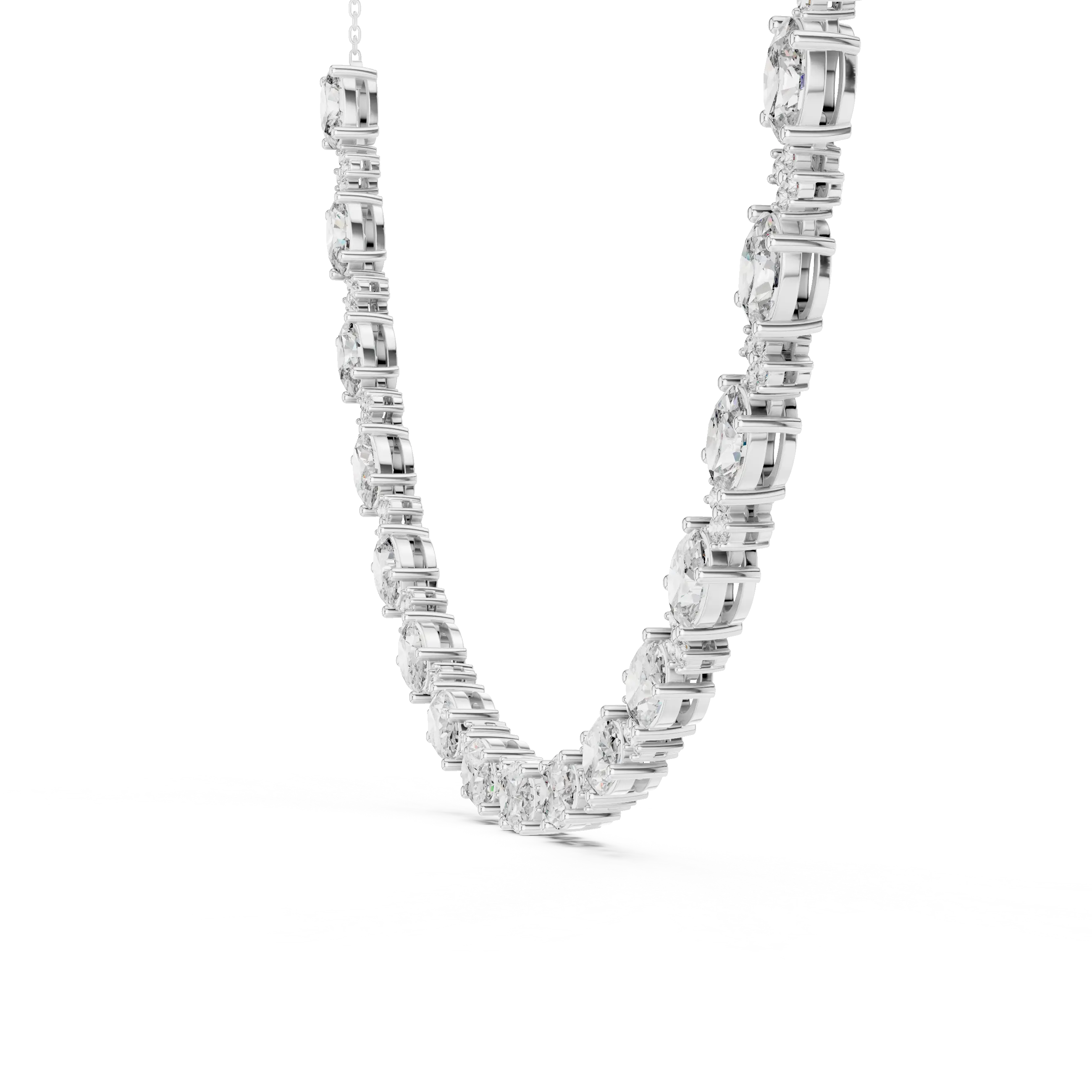 Diamond necklace on a white background