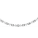 Silver necklace with clear stones on a white background