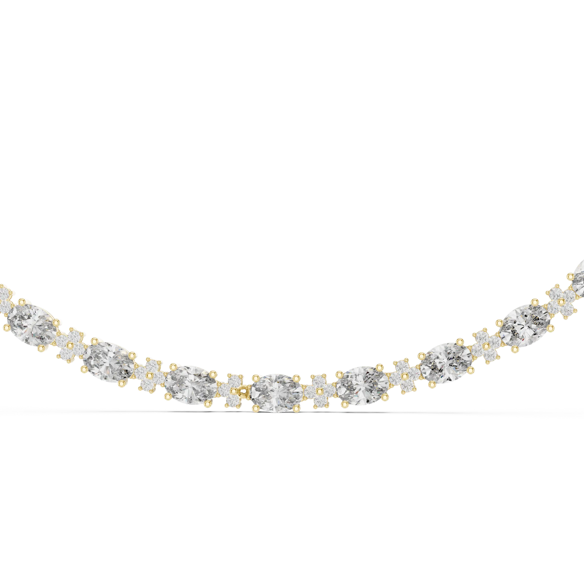 Diamond necklace on a white background