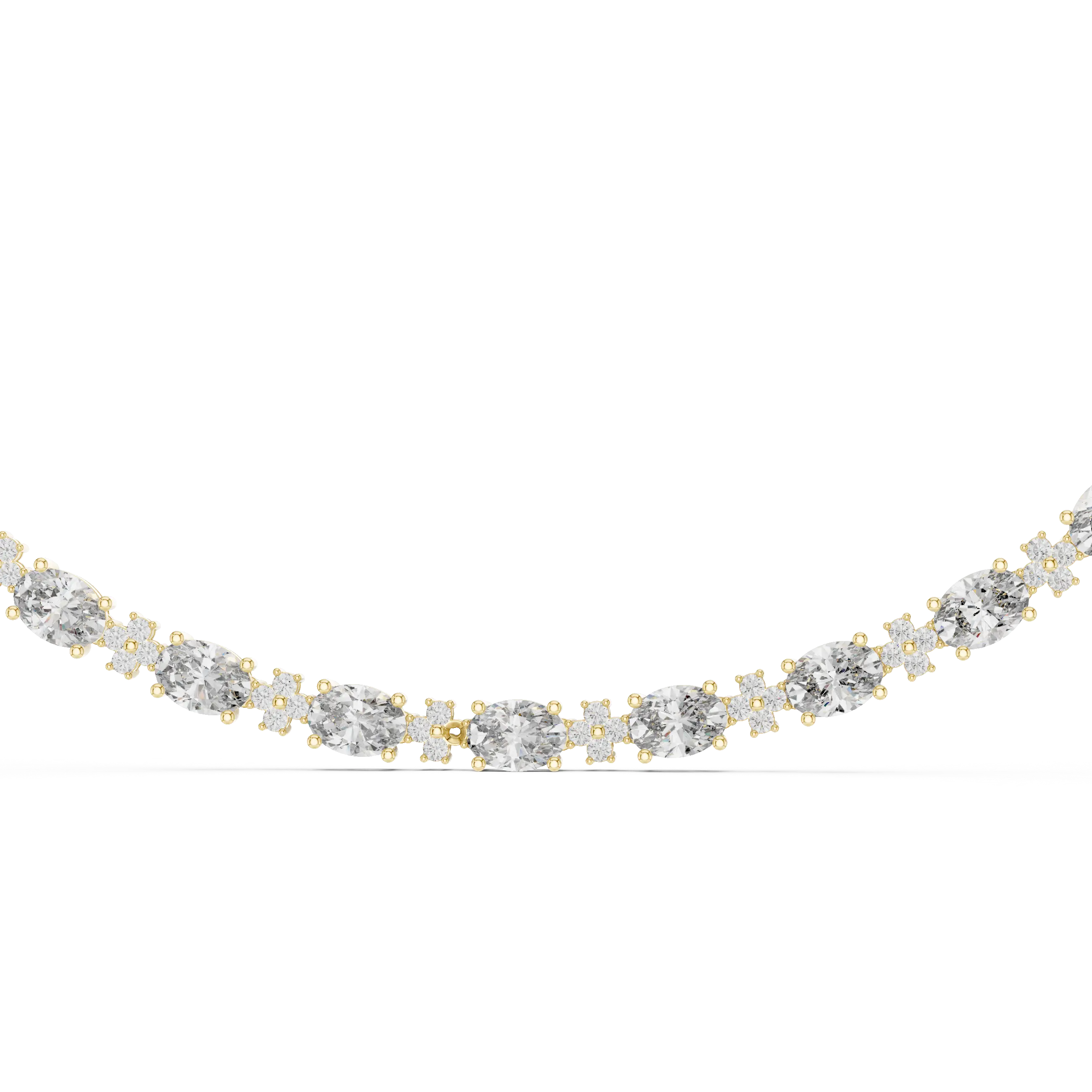 Diamond necklace on a white background
