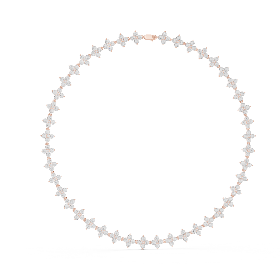 Necklace with floral designs on a white background