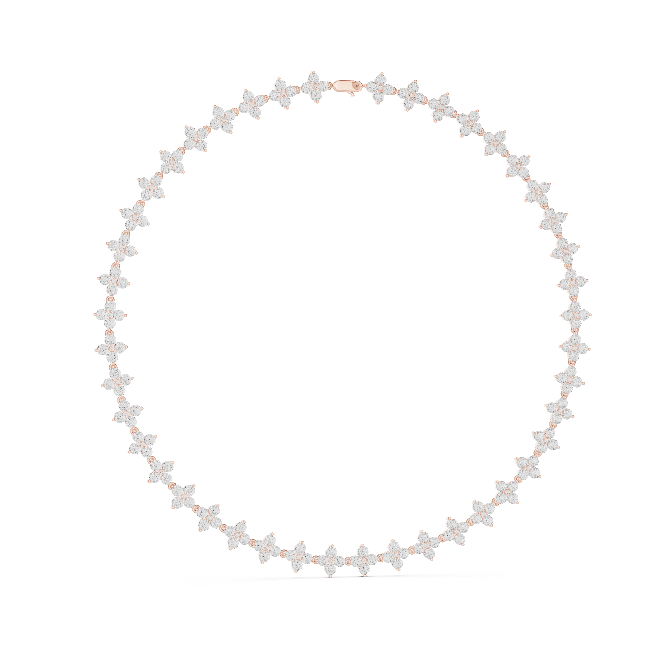 Necklace with floral designs on a white background