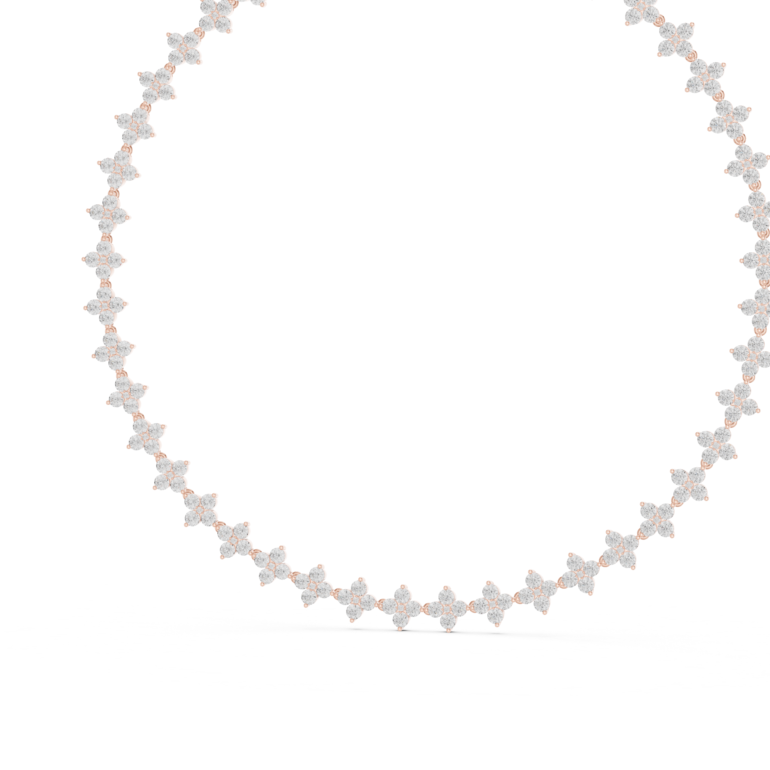 Necklace with floral pendants on a white background