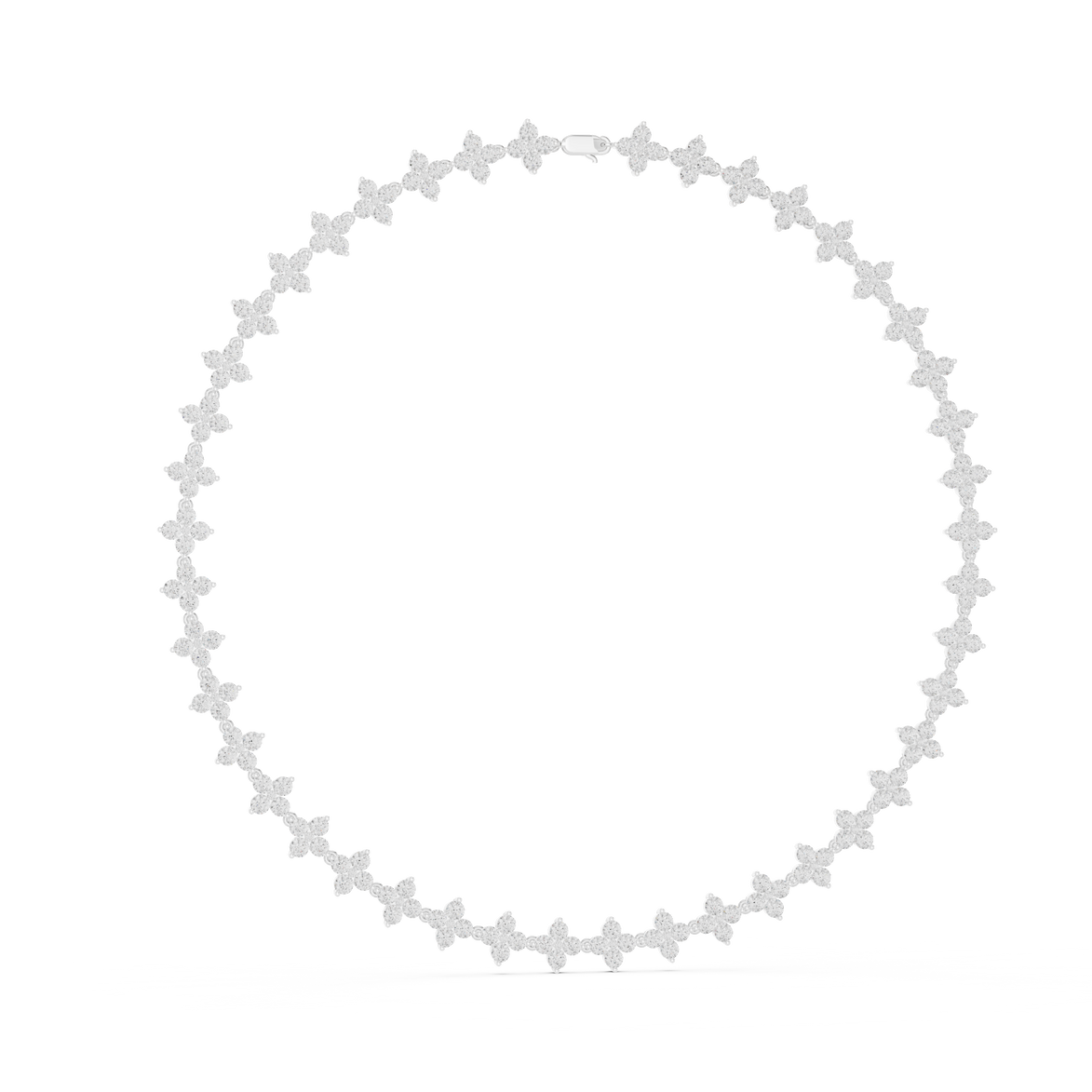 Necklace with floral designs on a white background