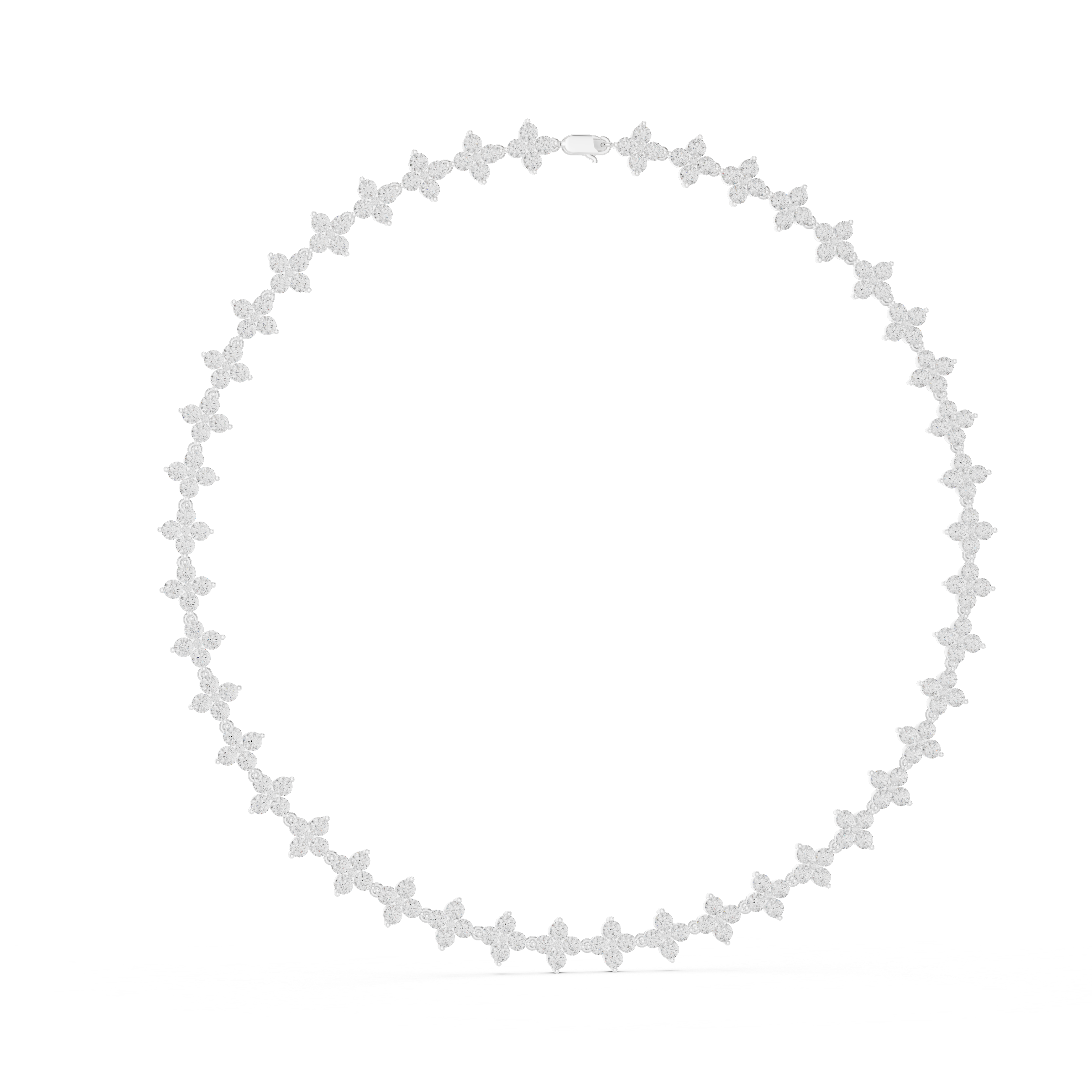 Necklace with floral designs on a white background