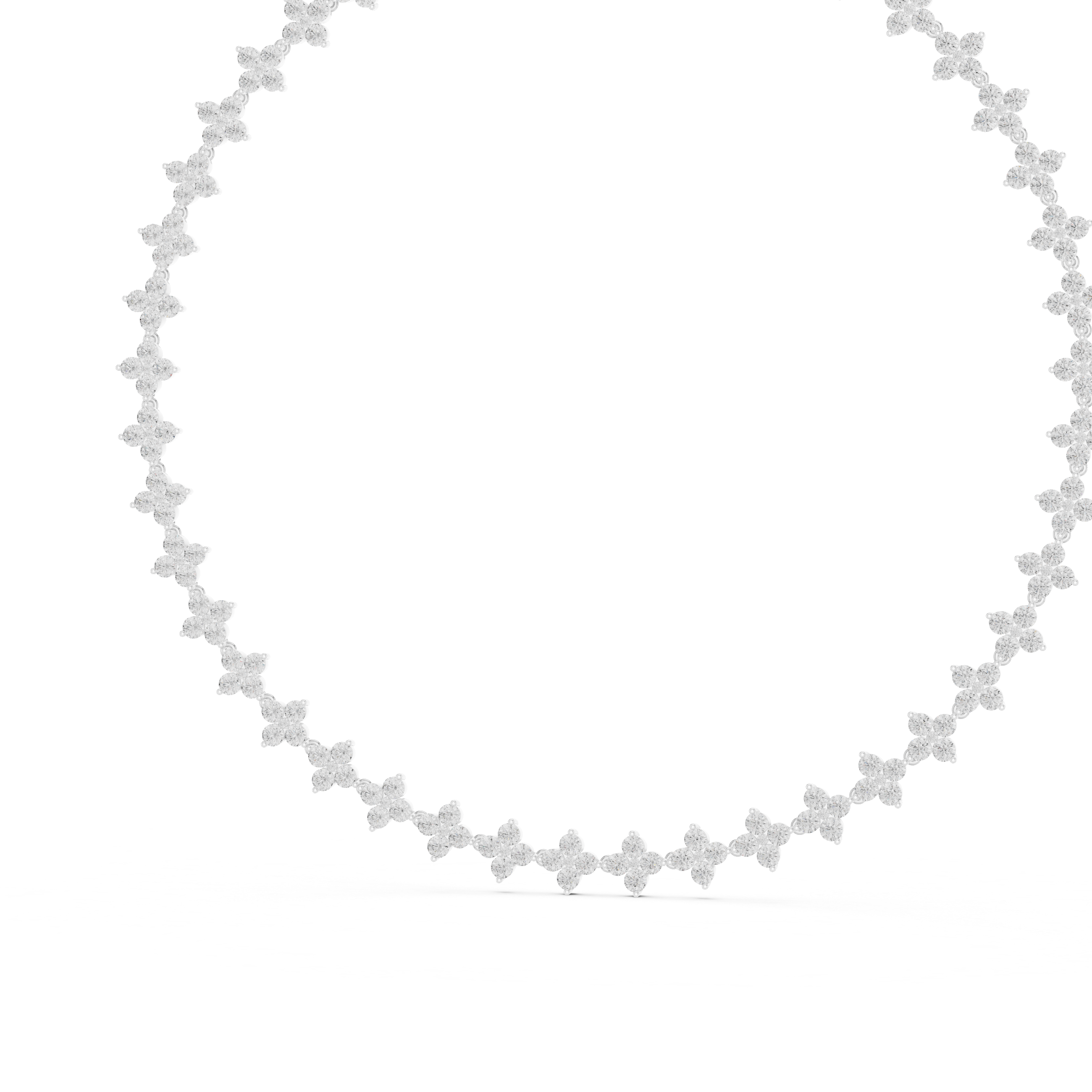 Necklace with floral pendants on a white background