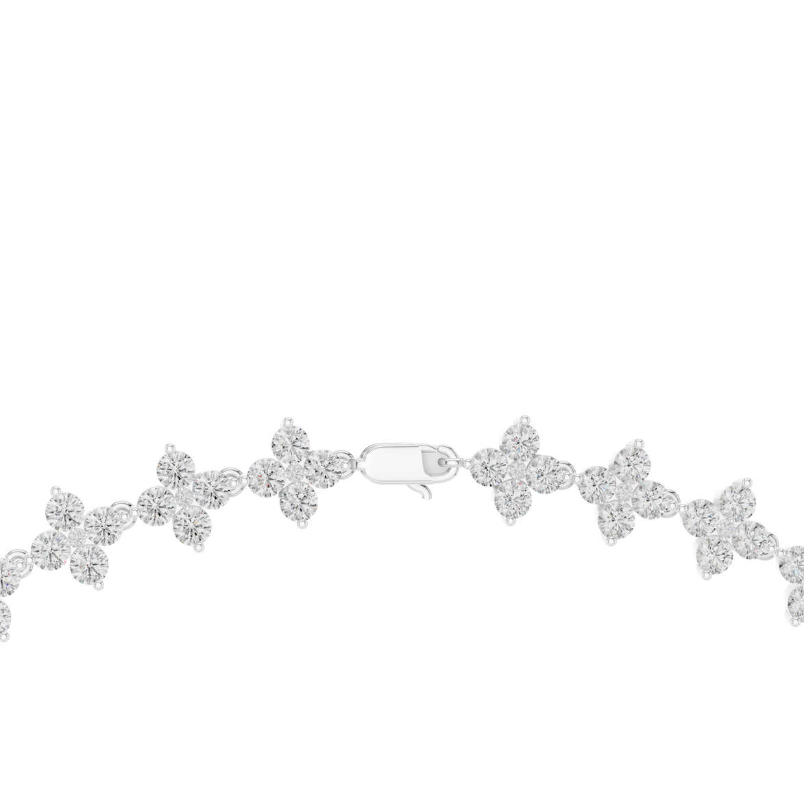 Silver bracelet with butterfly-shaped charms on a white background