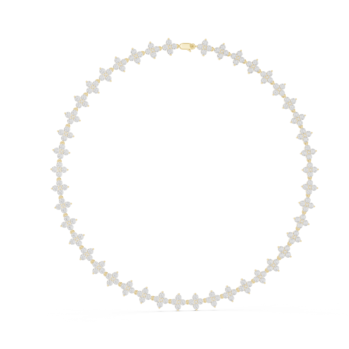 Necklace with floral designs on a white background