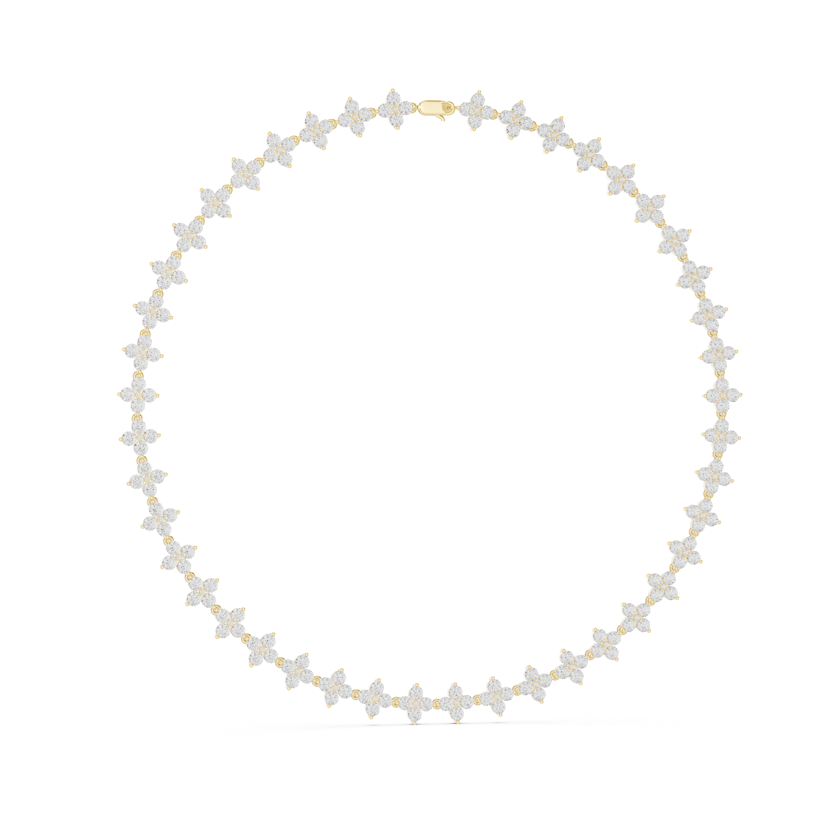 Necklace with floral designs on a white background