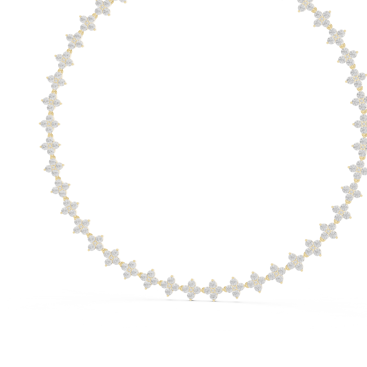 Necklace with floral pendants on a white background