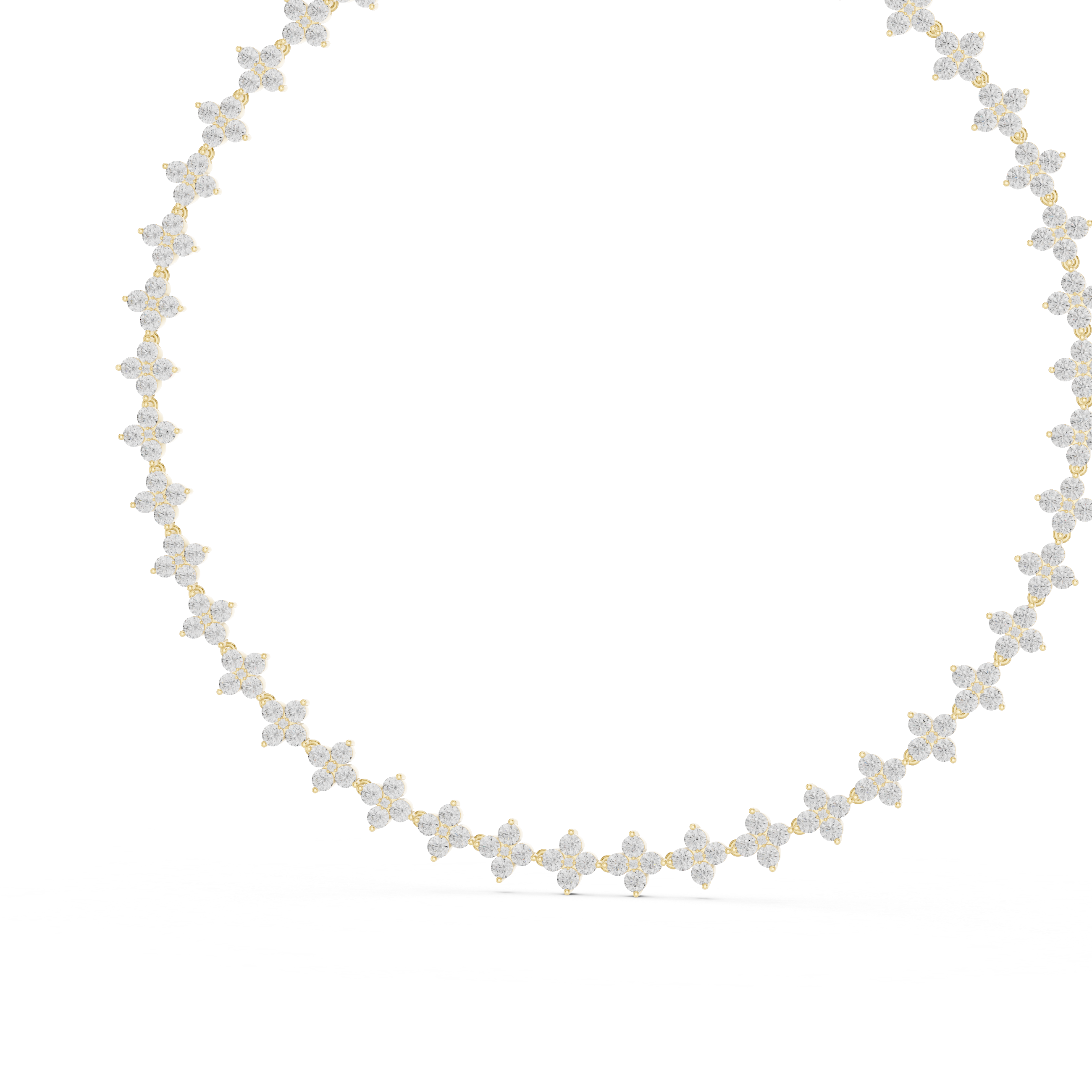 Necklace with floral pendants on a white background