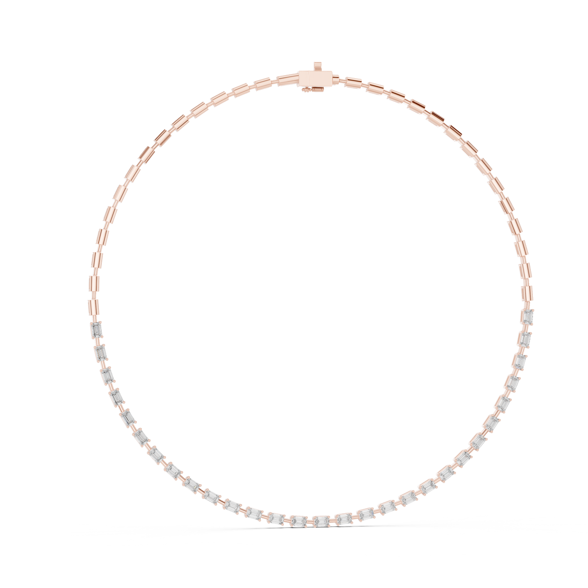 Necklace with rose gold chain and small beads on a white background
