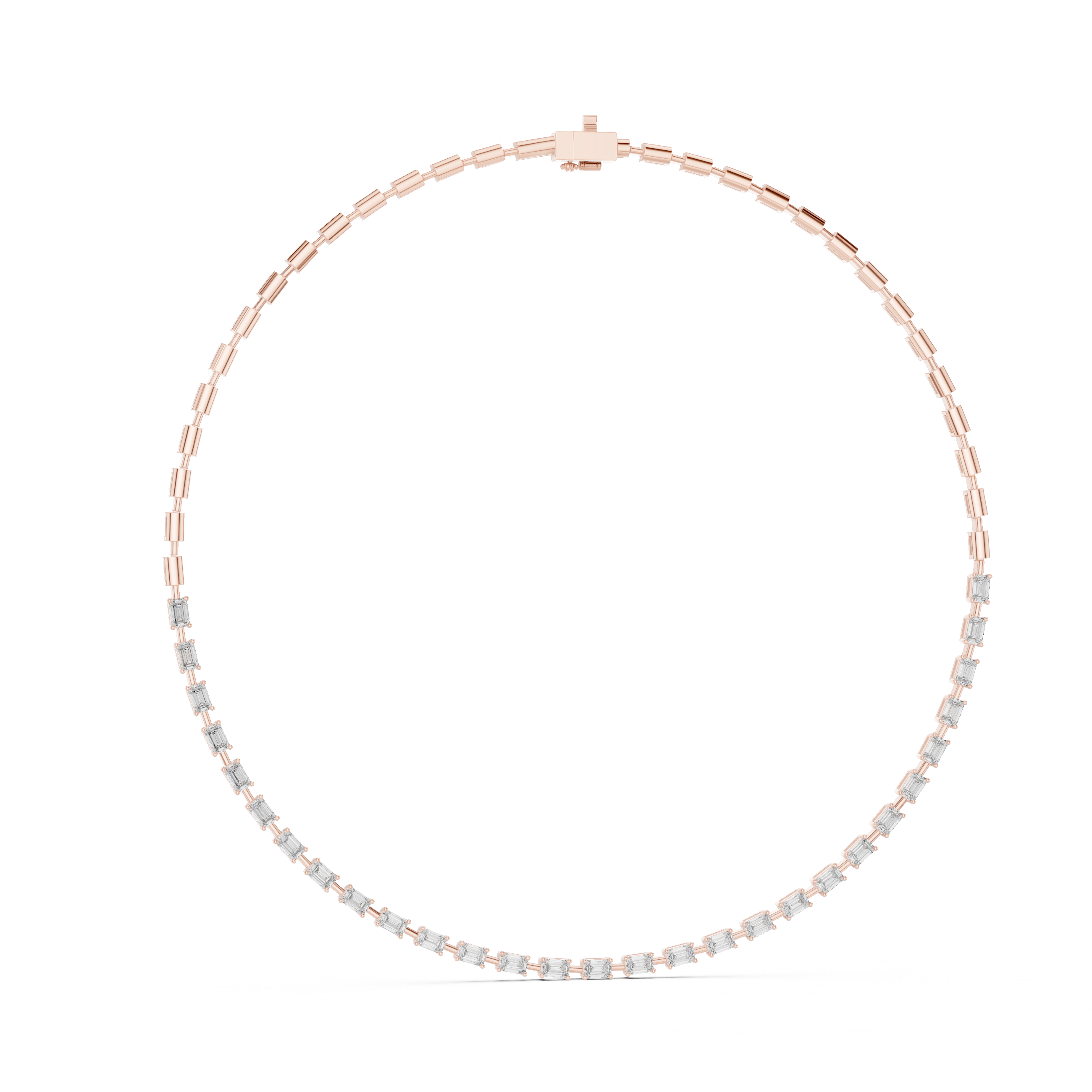 Necklace with rose gold chain and small beads on a white background