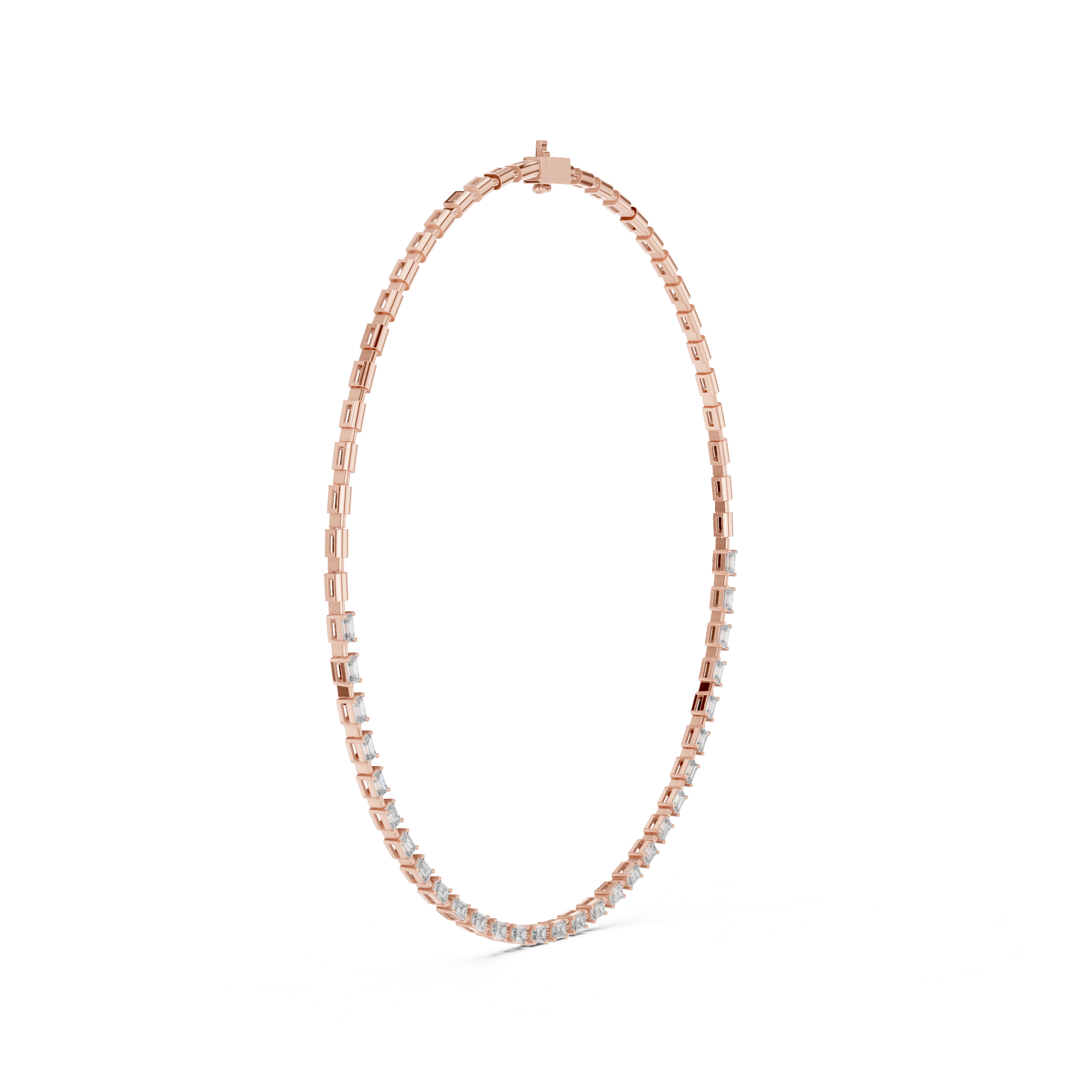 Gold necklace with small diamonds on a white background
