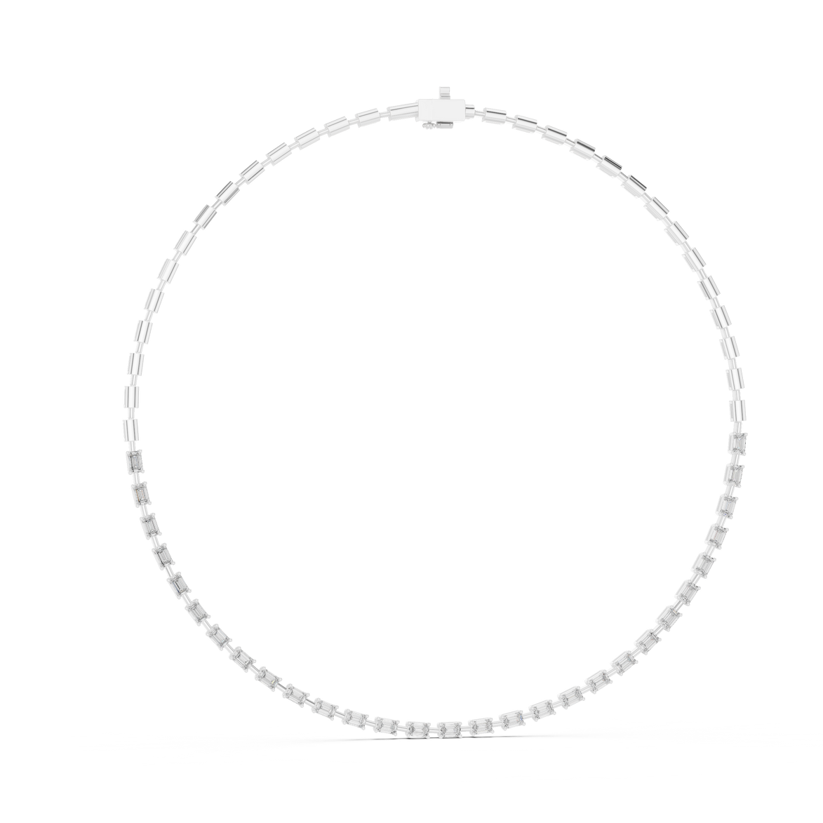 Silver necklace on a white background