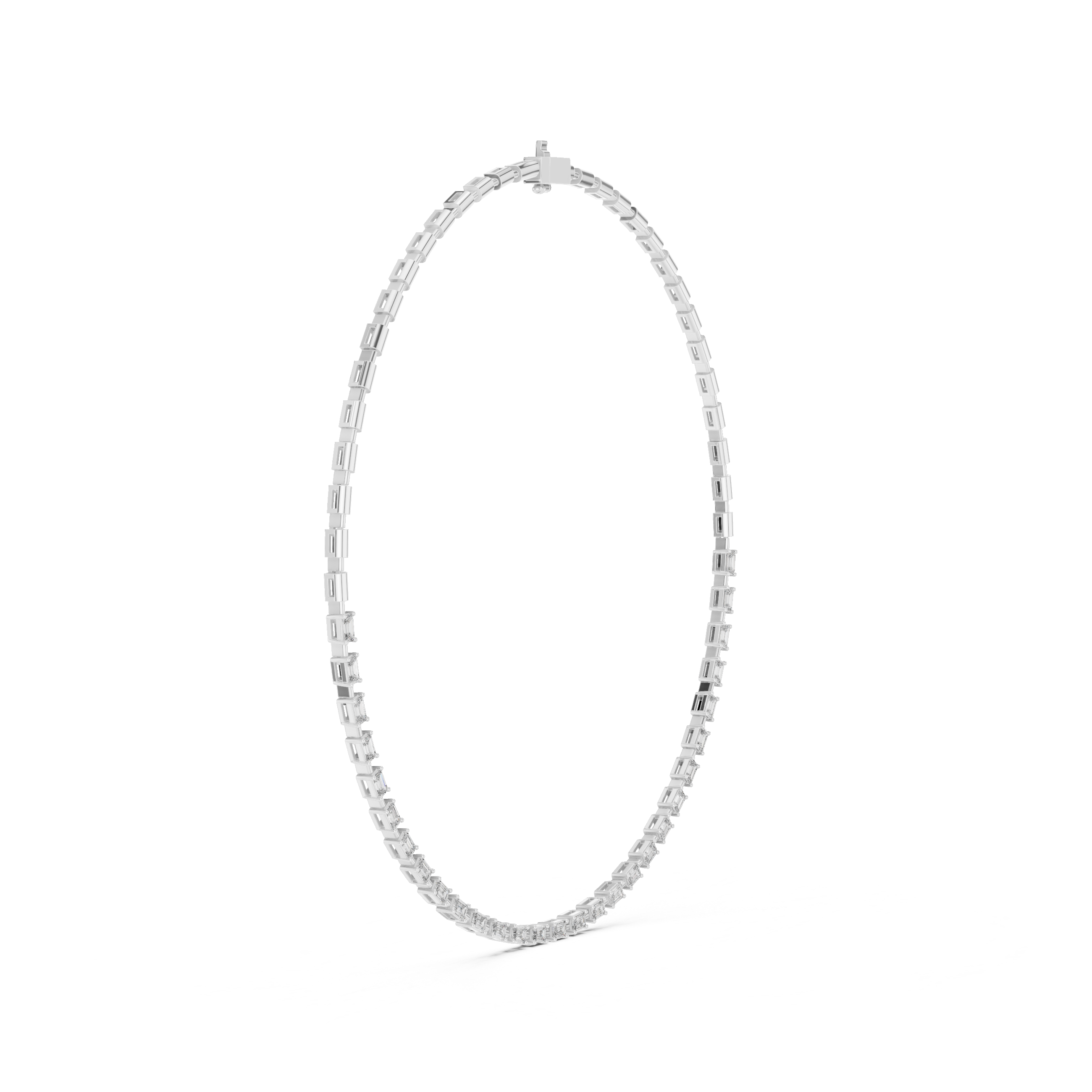 Silver necklace on a white background