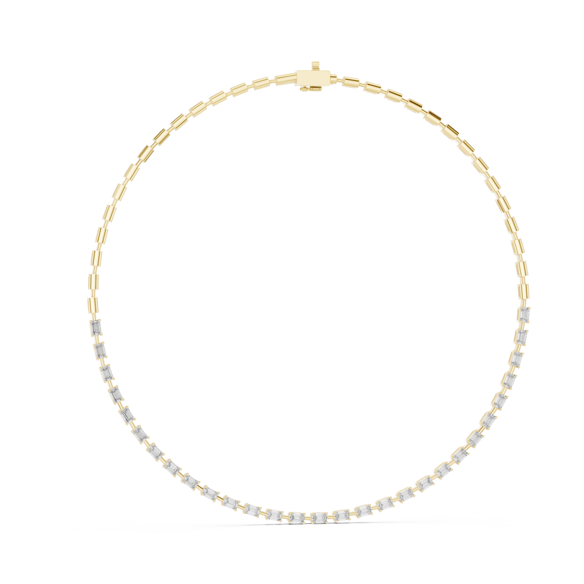 Gold and silver beaded necklace on a white background